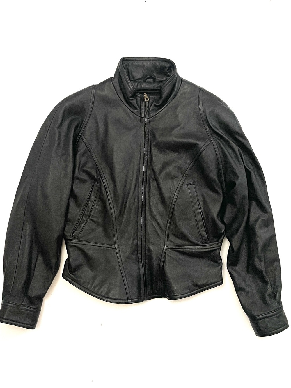 VTG Wilsons Leather Nipped Waist Black Thinsulate Motorcycle Jacket Fits S/M